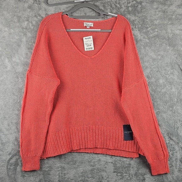 Lucky Brand Sweaters - Lucky Brand Sweater Womens Size XL Pink Pullover Knit V-neck Long Sleeve NWT‎